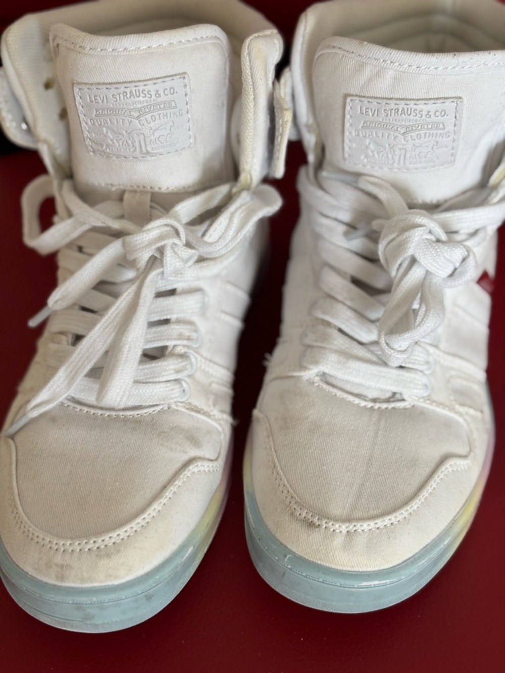 Levi's White High-Top Sneakers with tie dyed Soles